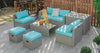 8 Pieces Patio Rattan Furniture Set with Storage Waterproof Cover and Cushion-Turquoise - Gallery View 1 of 11
