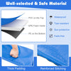 Blue trampoline safety pad with waterproof surface, thick EPE foam, and reinforced stitching for edge-to-edge.