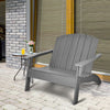 Gray HDPE patio Adirondack chair with wide armrests, perfect for outdoor relaxation in the garden or backyard.