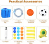 Inflatable water slide accessories including a blower, inflator, repair patches, and stakes for easy setup and fun.