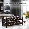 2-Tier 12 Bottles Bamboo Storage Shelf  Wine Rack-Brown - Gallery View 1 of 11