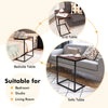 Stylish 26-inch dark brown end table made of wood and steel, perfect as a laptop holder beside a sofa or bed.