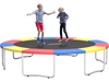 Multicolor trampoline safety pad covering springs, made of waterproof PVC and PE, providing edge-to-edge protection for.