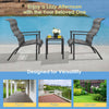 Gray 3-piece patio rattan bistro set with high backrest and armrests, perfect for garden or balcony relaxation.