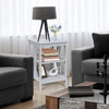 3-Tier Nightstand Sofa Side Table with Baffles and Round Corners-Gray - Gallery View 1 of 10
