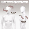 Full body female mannequin with 360° adjustable head and arm, featuring a durable plastic body and metal stand.