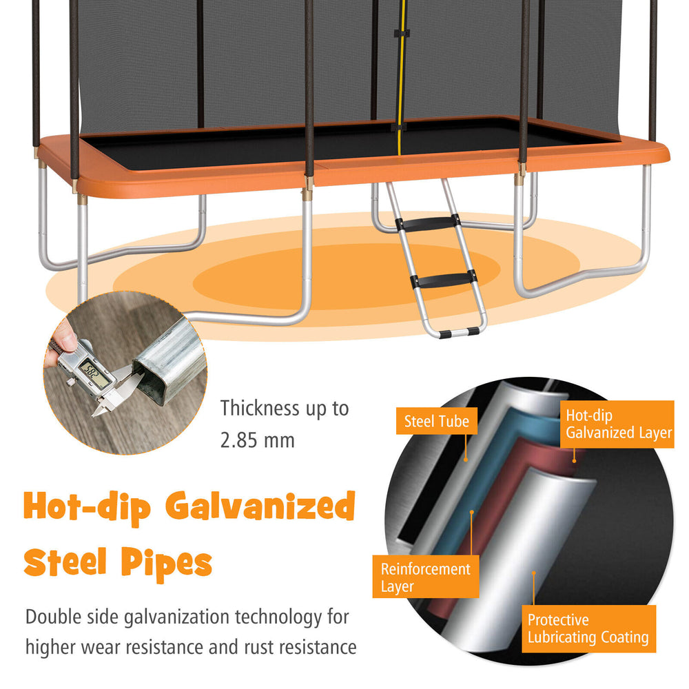 Costway Rectangular Trampoline 8' x 14' with Safety Enclosure Net and Ladder New
