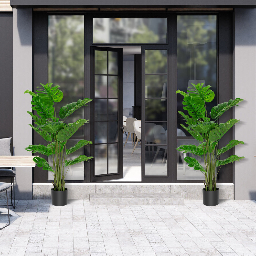 5 feet artificial Monstera deliciosa plant in a solid pot, ideal for indoor and outdoor decoration with realistic.