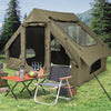 4-6 People Inflatable Camping Tent with 4 Mesh Screen Windows and 2 Doors-Green - Gallery View 1 of 10