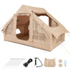 Inflatable camping tent for 4-6 people, featuring 4 mesh windows, 2 doors, and waterproof 300D Oxford canopy.