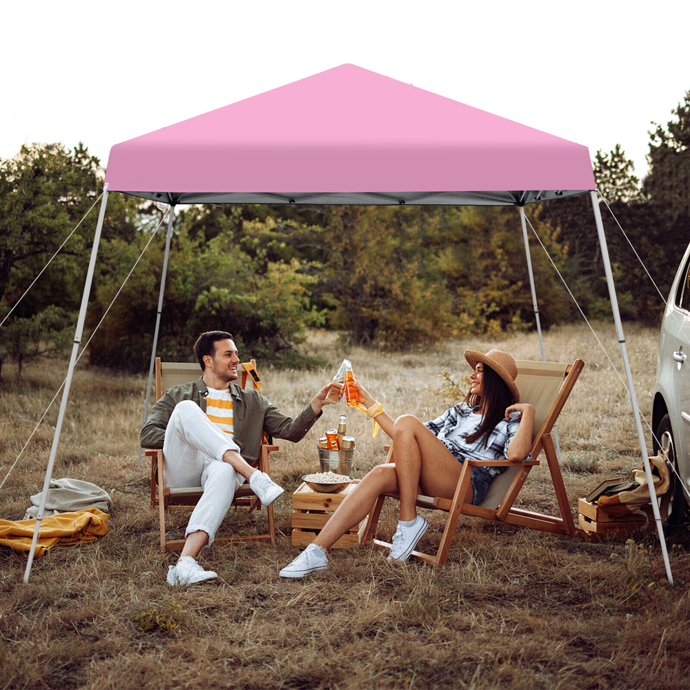 10 x 10 Feet Outdoor Instant Pop-up Canopy with Carrying Bag-Pink - Gallery View 1 of 11