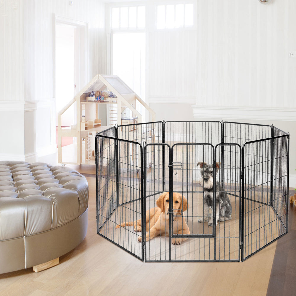 8 Metal Panel Heavy Duty Pet Playpen Dog Fence with Door-48 inches - Gallery View 1 of 10