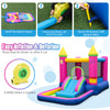 Close-up of the inflatable bounce house's vibrant colors and durable 420D oxford cloth, perfect for kids' playtime.