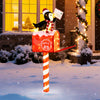 4.8 FT Christmas decoration featuring a cheerful penguin atop a mailbox, illuminated with 100 warm white LEDs for.