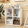 White 6-cube book shelf with modern design and smooth surface, perfect for displaying books and decor in any room.