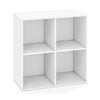 White 3-cube book shelf with tool-free assembly, ideal for storing books and decor in living rooms or bedrooms.