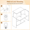 Slide-to-lock mounting instructions for the white 3/4/6/9-cube book shelf, designed for tool-free assembly and stability.