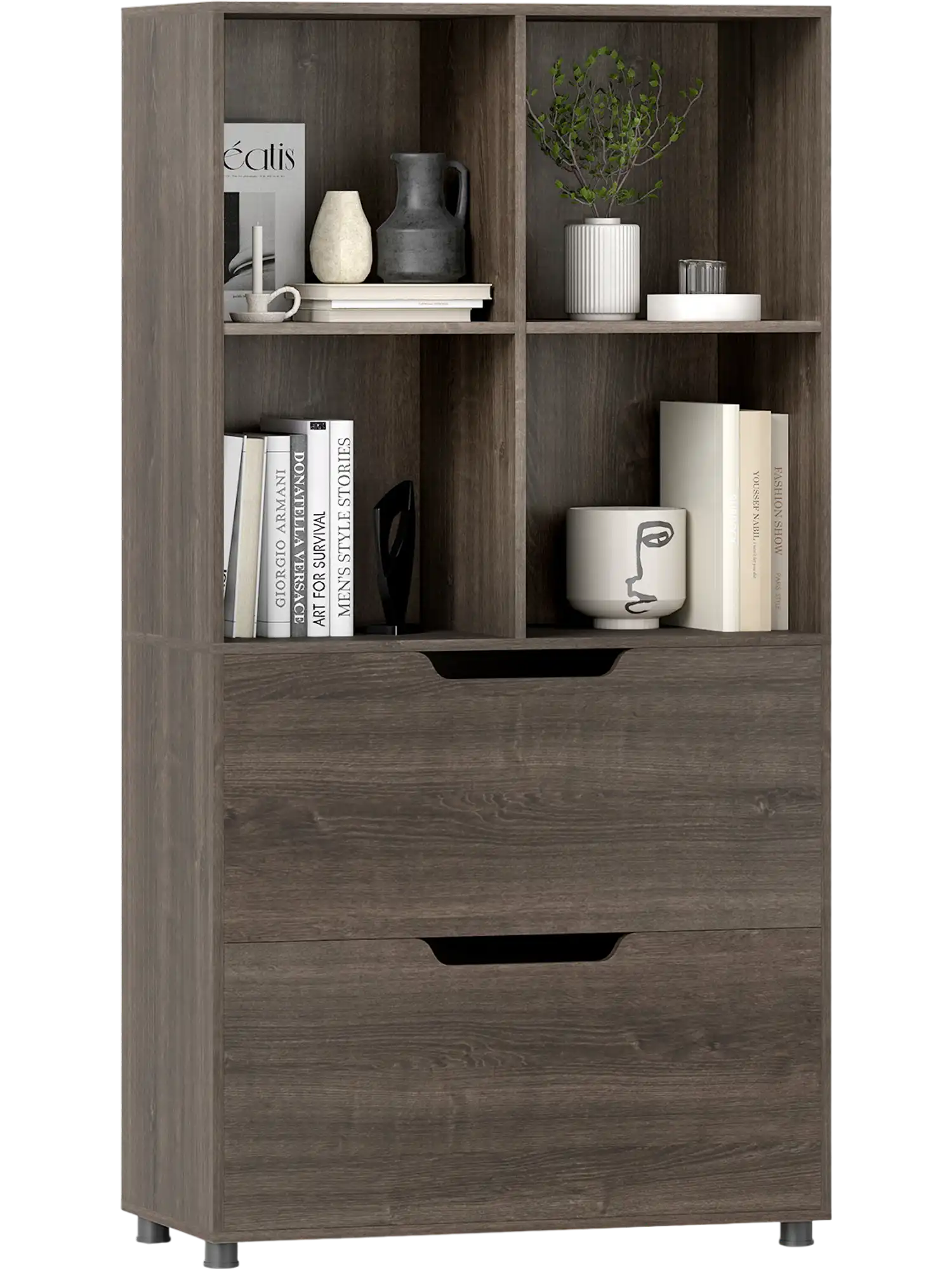 Costway 5-Tier 4-Cube Bookcase Bookshelf w/ 2 Drawers 51