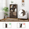 4-cube bookcase with 2 drawers in gray, featuring anti-toppling kits for enhanced stability and safety in any room.