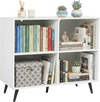White 4-cube wooden bookshelf featuring a sturdy surface for showcasing decorative items and enhancing any living space.