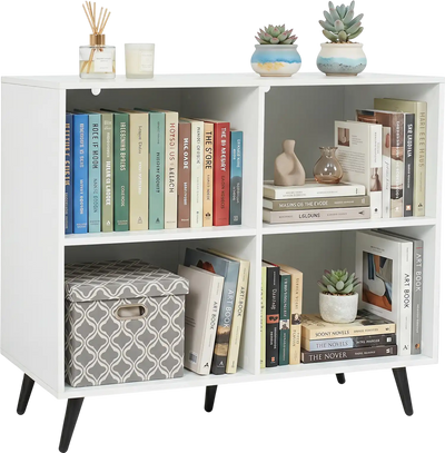 Costway 4-Cube Wooden Bookcase Bookshelf w/ 5 Metal Legs 33801329 New