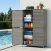 4-Door Rattan Vertical Storage Shed with Adjustable Shelves-Gray - Gallery View 1 of 10