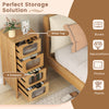 4-drawer bamboo storage cabinet with fluted tempered glass drawers, perfect for organizing photos and plants in a.