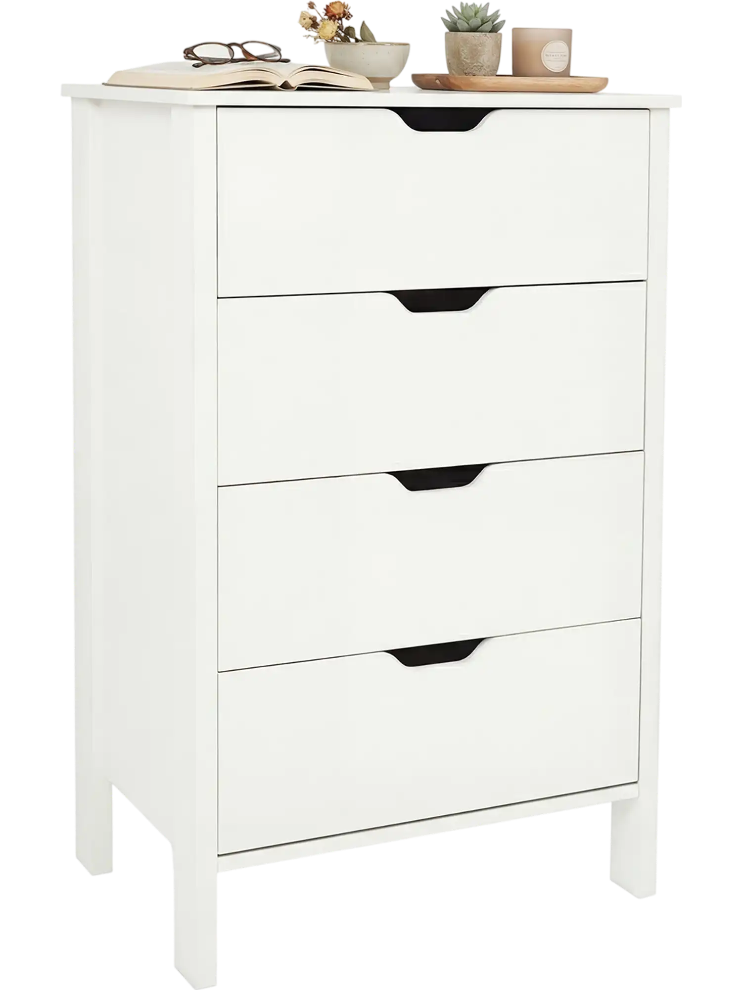 Costway 4-Drawer Wooden Dresser Nightstand with Anti-Tipping Kits 88929191 New