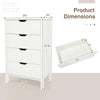 4-drawer wooden nightstand in white with dimensions, featuring anti-tipping kits and minimalist design for versatile.