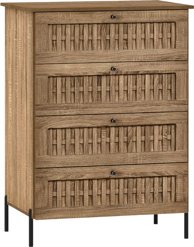 Costway 4-Drawer Bedroom Dresser with Metal Legs 53042338 New