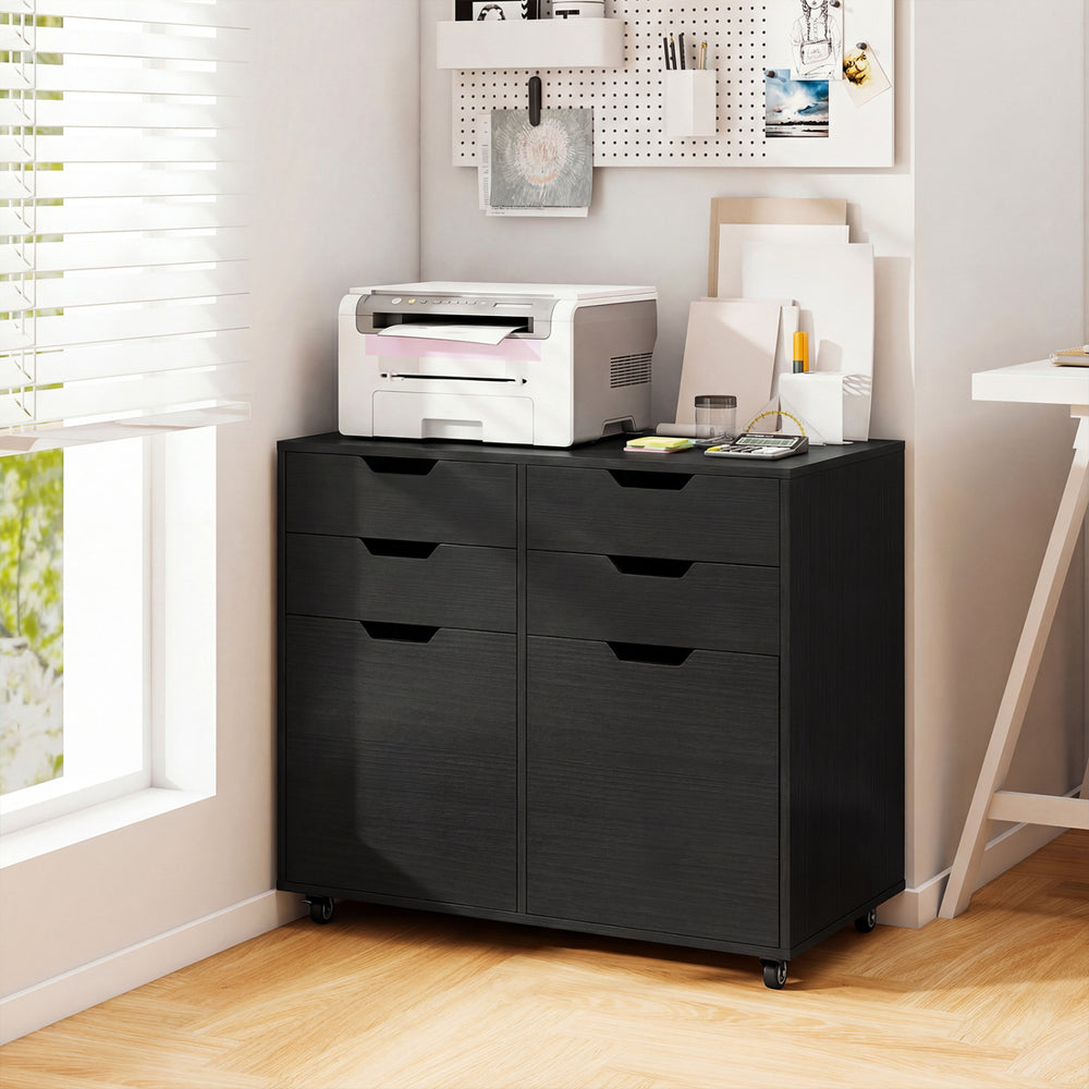 4 Drawer File Cabinet with Wheels for Home Office Organization-Black - Gallery View 1 of 11