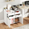 4-drawer white file cabinet with wheels, featuring spacious countertop and organized storage for home office use.