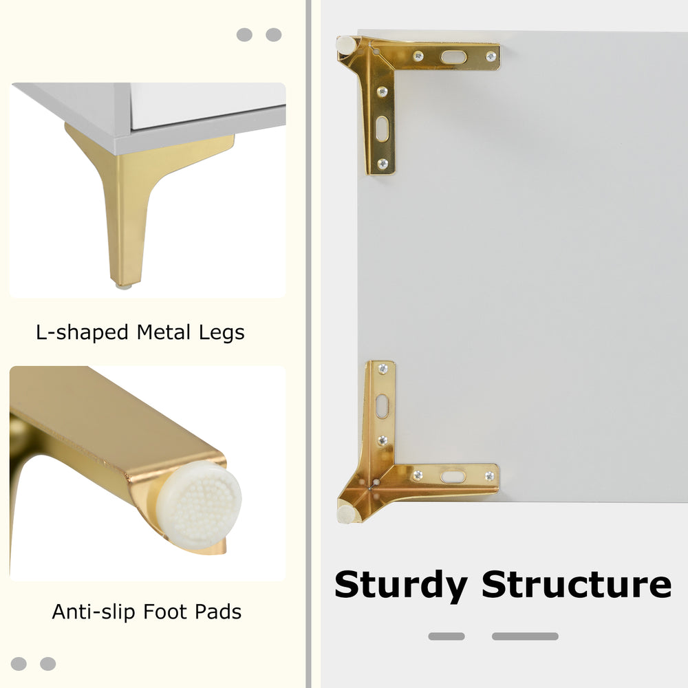 L-shaped metal legs with anti-slip foot pads for the 4 drawer modern storage cabinet, ensuring stability and floor.