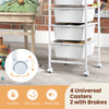 4-drawer rolling storage cart with wooden tabletop and lockable wheels, ideal for organizing office and craft supplies.
