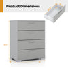 4-drawer storage cabinet in gray with textured surface and metal legs, ideal for living room or entryway organization.