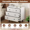White 4-drawer dresser chest with sleek design, perfect for organizing clothes and accessories in any room.
