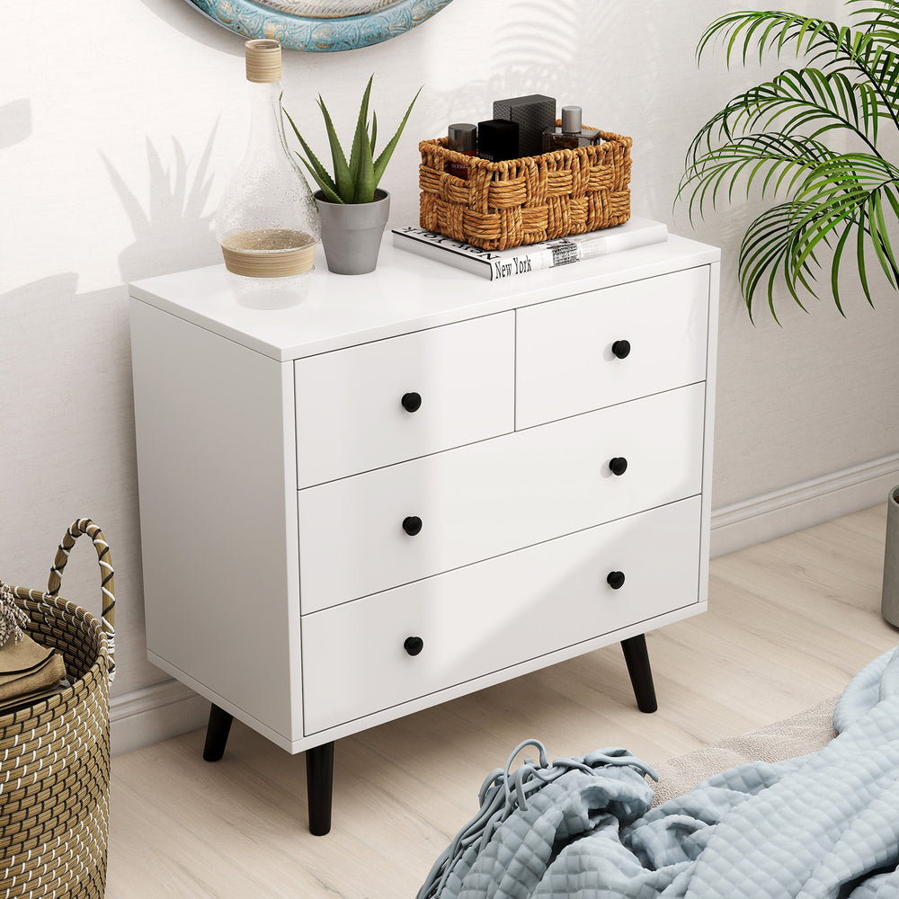 4 Drawers Dresser Chest of Drawers Free Standing Sideboard Cabinet-White