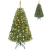 4 FT Artificial Christmas Tree with 2 Lighting Colors and Folding Metal Stand - Gallery View 1 of 2