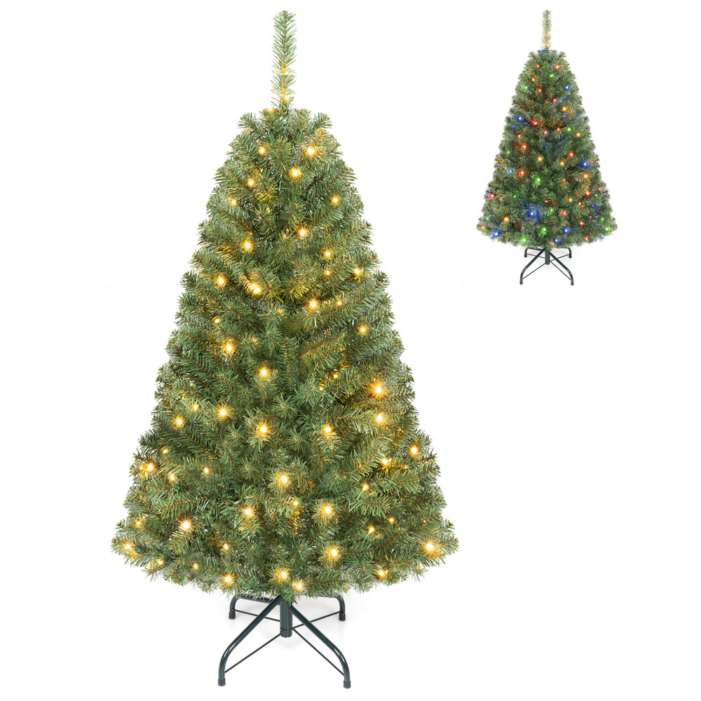 4 FT Artificial Christmas Tree with 2 Lighting Colors and Folding Metal Stand - Gallery View 1 of 2