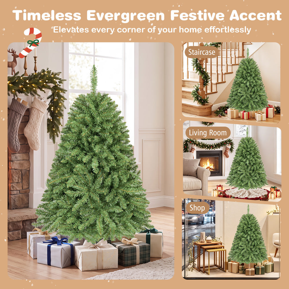 4 FT artificial Christmas tree with realistic PVC leaves features easy-setup hinges, perfect for festive decor in any space.
