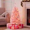 4 FT Artificial Christmas Tree with 110 Branch Tips and 50 Warm White LED Lights-Pink - Gallery View 1 of 10