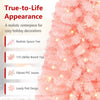 4 FT pink artificial Christmas tree with 110 branch tips and 50 warm white LED lights, ideal for festive holiday decor.