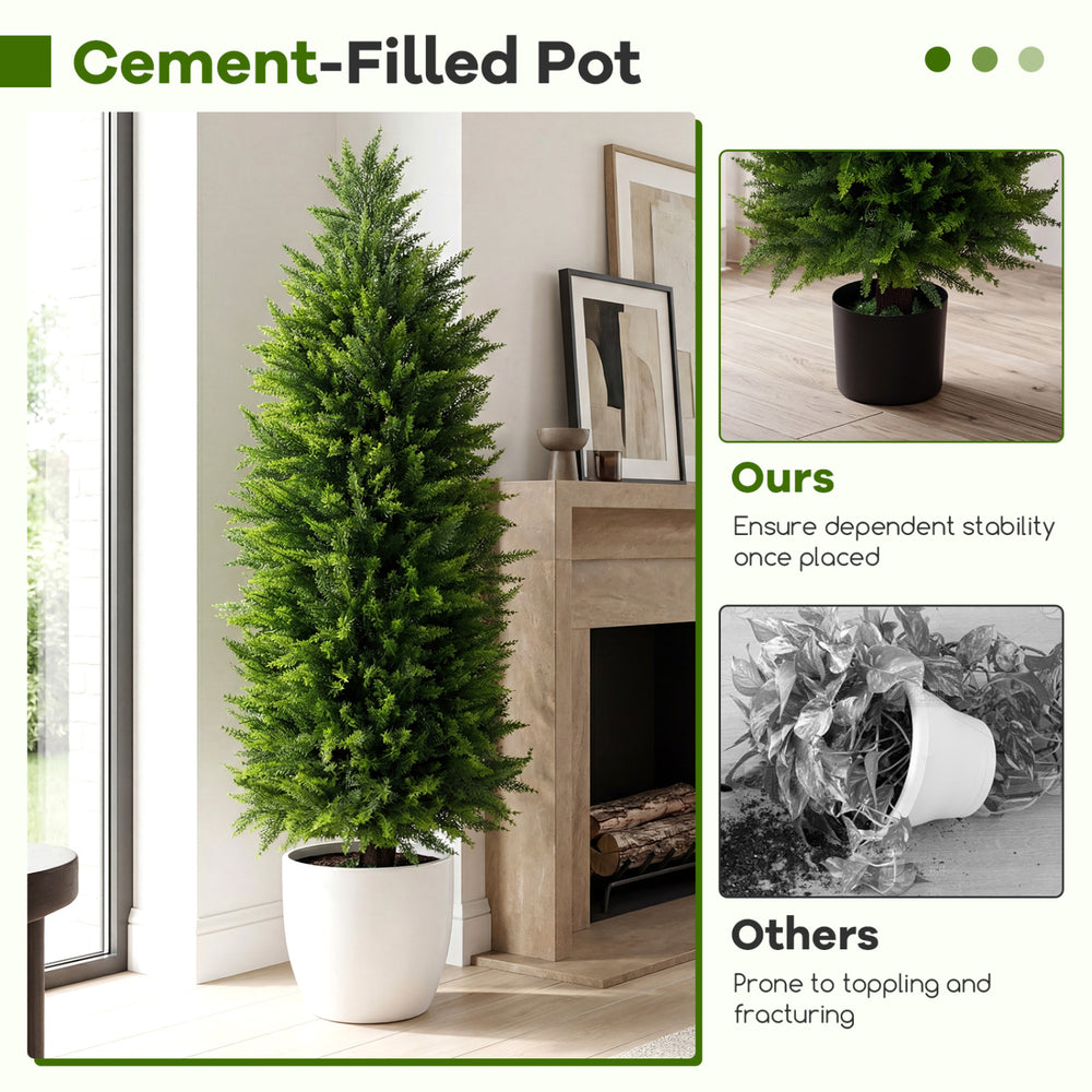 4 FT artificial topiary tree in a cement-filled pot, ideal for indoor decor and providing stability once placed.