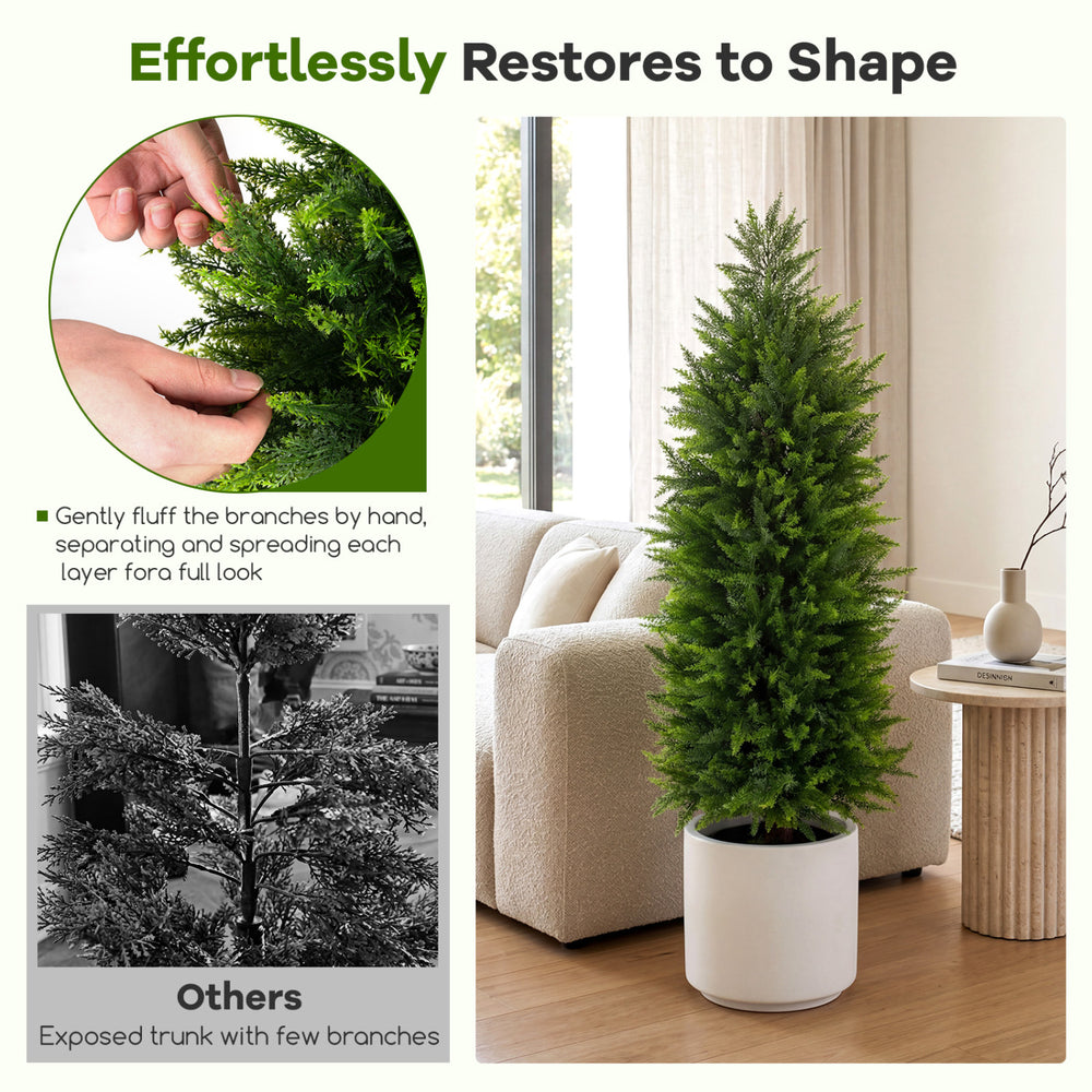 4 FT artificial topiary tree with lush green foliage in a cement-filled pot, perfect for indoor decoration.