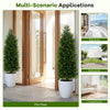 4 FT artificial topiary tree set of 2 in cement-filled pots, ideal for porches, balconies, and living rooms.