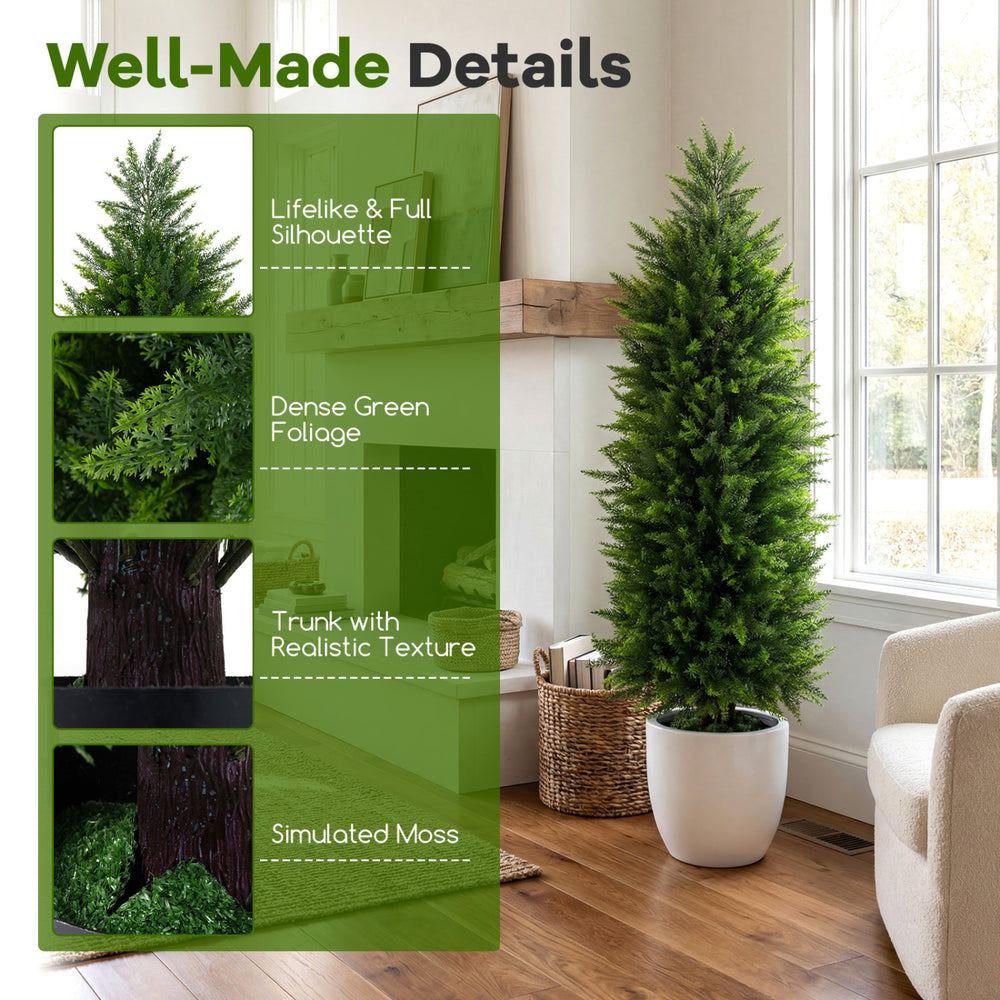 4 FT artificial topiary tree with dense green foliage and realistic trunk texture, perfect for indoor decor.