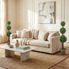 Artificial triple ball boxwood trees in cement-filled retro planters, perfect for home decor and indoor greenery.
