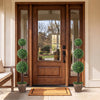 Artificial triple ball boxwood trees in retro planters, 4 FT tall, perfect for enhancing outdoor entryways.