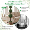 4 FT artificial triple ball boxwood tree in a retro planter, green foliage for year-round decor without maintenance.