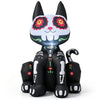 Colorful 4 FT Day of the Dead inflatable skull cat with LED light, perfect for gardens and patios during celebrations.